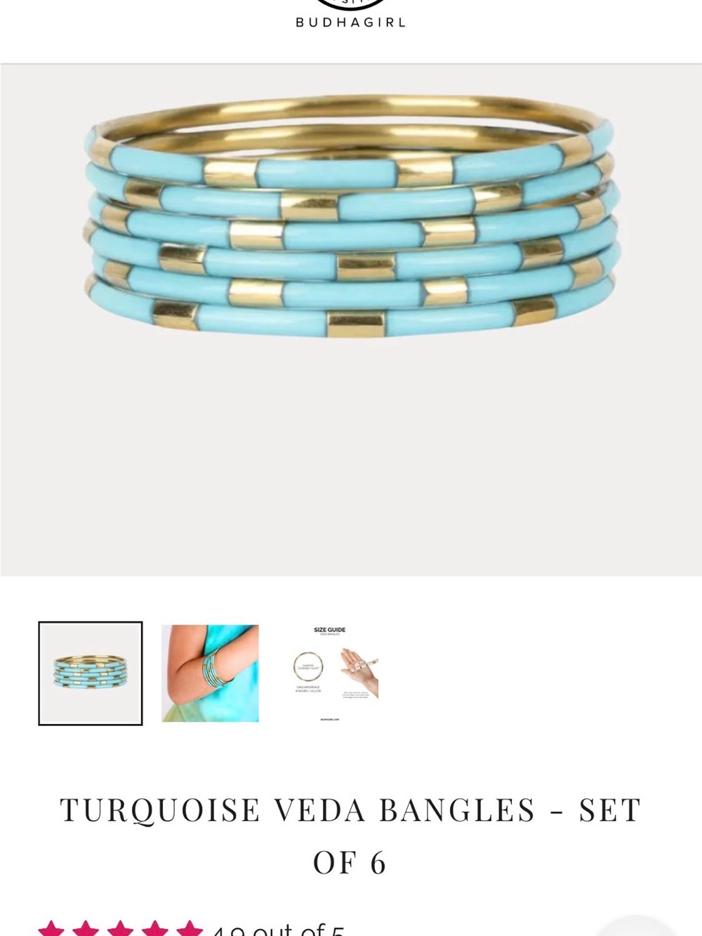 Budhagirl Turquoise Enamel Bangle Set - 6 Stackable Bracelets